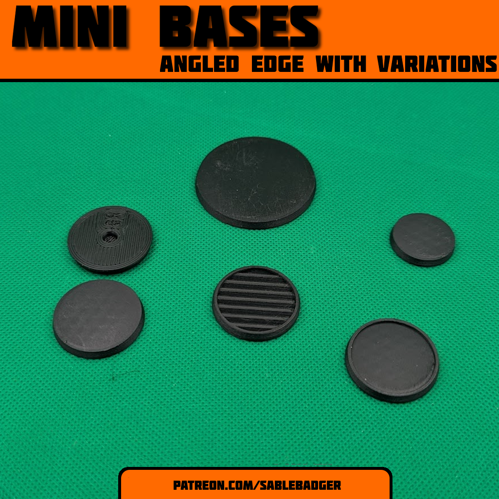 Blank Mini Bases - Angled Edge - Multiple Sizes/Options